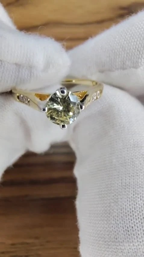 .45ct Fancy Light Yellow Round Vintage Diamond Ring 14kt *v - 3