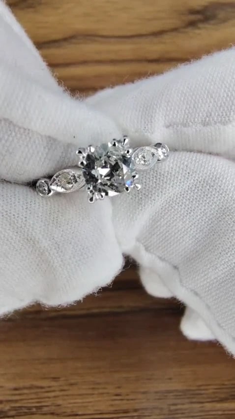 .76ct Natural Round Diamond Vintage Platinum Ring *v - 3
