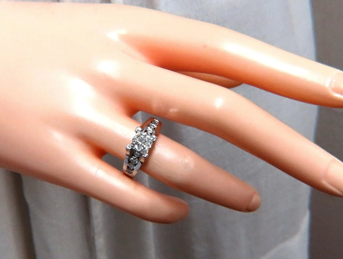 1.70ct Natural Princess & Round Cut Diamonds Ring 14kt. Solitaire Illusion *v - 7