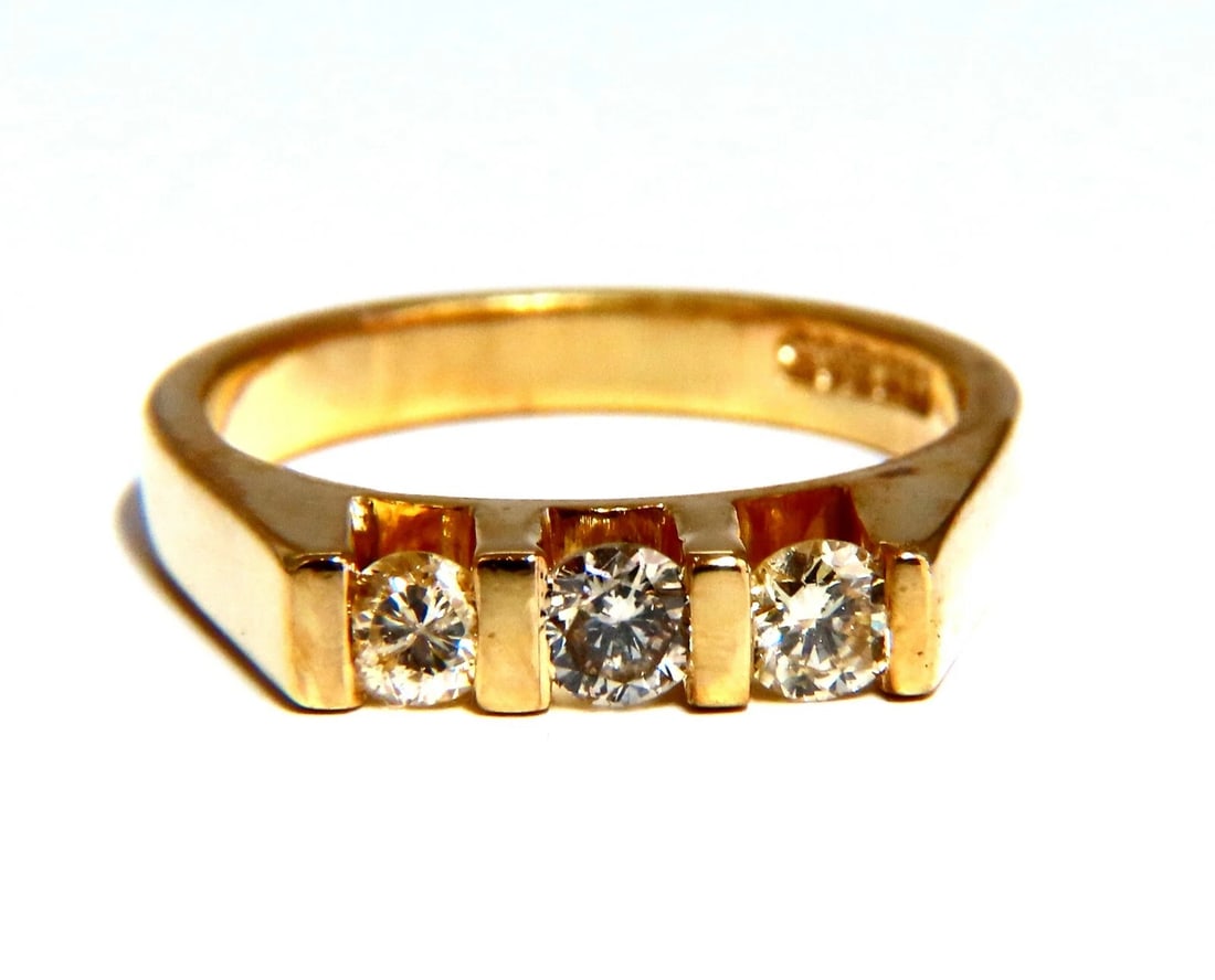 .50ct Natural Fancy Light Yellow Diamonds Ring Channel Bar 14kt** - 4
