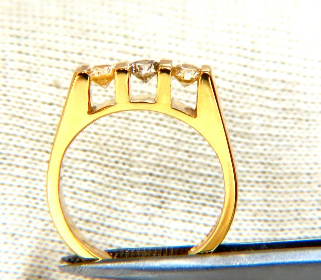 .50ct Natural Fancy Light Yellow Diamonds Ring Channel Bar 14kt** - 6