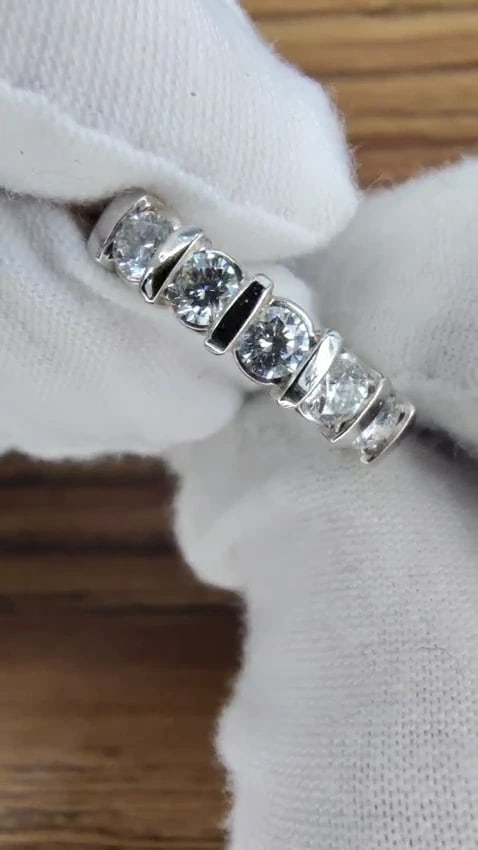 .75ct Natural Round Diamonds Channel Bar Ring 14kt *v - 3