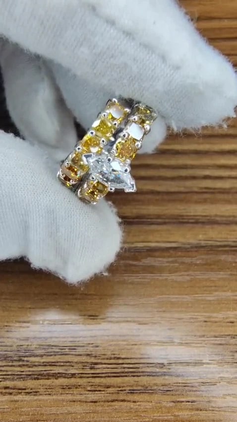 GIA Certified .50ct Natural Marquise & Fancy Color Diamonds Ring *v - 3