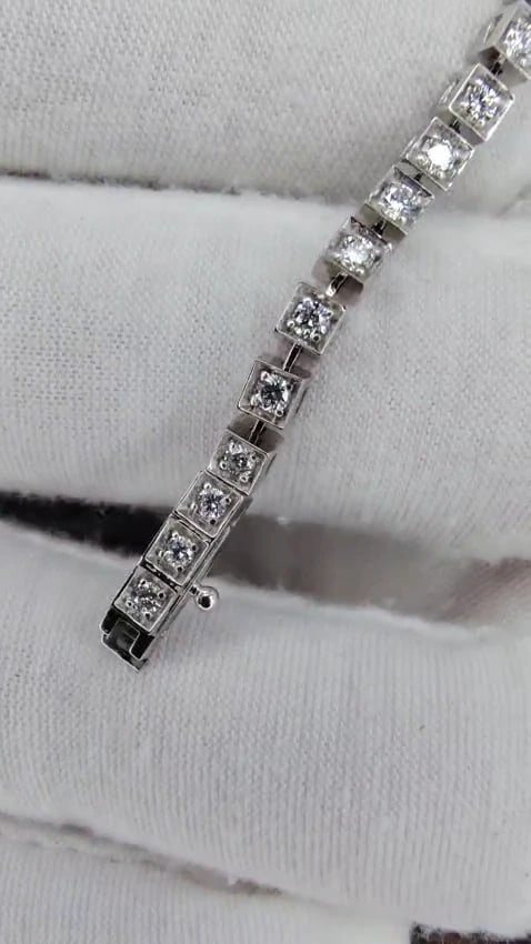 1.55ct Natural Diamonds Tennis Bracelet 14kt Gold Squared Box Bead Set *v - 3