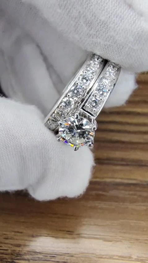 GIA certified natural 1.01ct Round Diamond Ring & Band 14kt *v - 3
