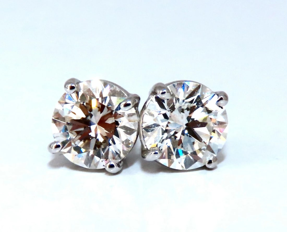GIA Certified 2.00ct Natural Round Diamond Stud Earrings 14 Karat Ideal Ex** - 4