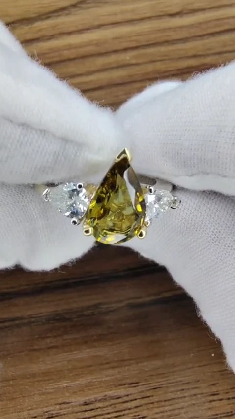 GIA Certified 2.04ct Natural No Heat Yellow Brown Sapphire Diamonds Ring 14kt *v - 3