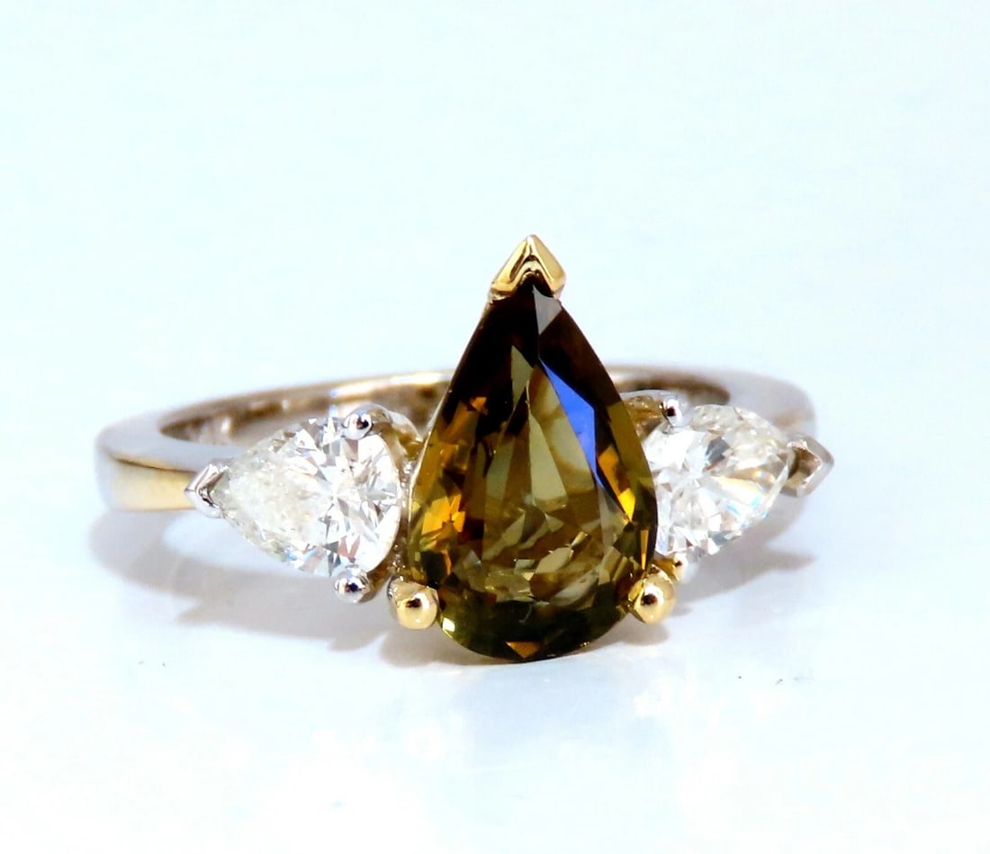 GIA Certified 2.04ct Natural No Heat Yellow Brown Sapphire Diamonds Ring 14kt *v - 4