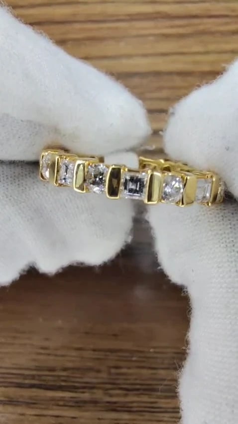 1.50CT NATURAL DIAMOND ETERNITY BAND BAGUETTE ROUNDS 14KT *v - 3