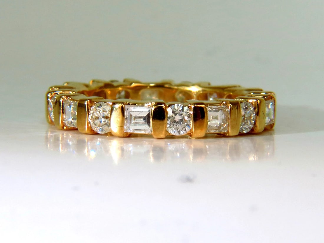 1.50CT NATURAL DIAMOND ETERNITY BAND BAGUETTE ROUNDS 14KT *v - 4