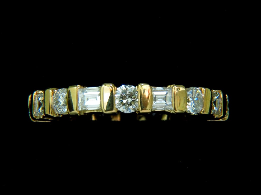 1.50CT NATURAL DIAMOND ETERNITY BAND BAGUETTE ROUNDS 14KT *v - 5