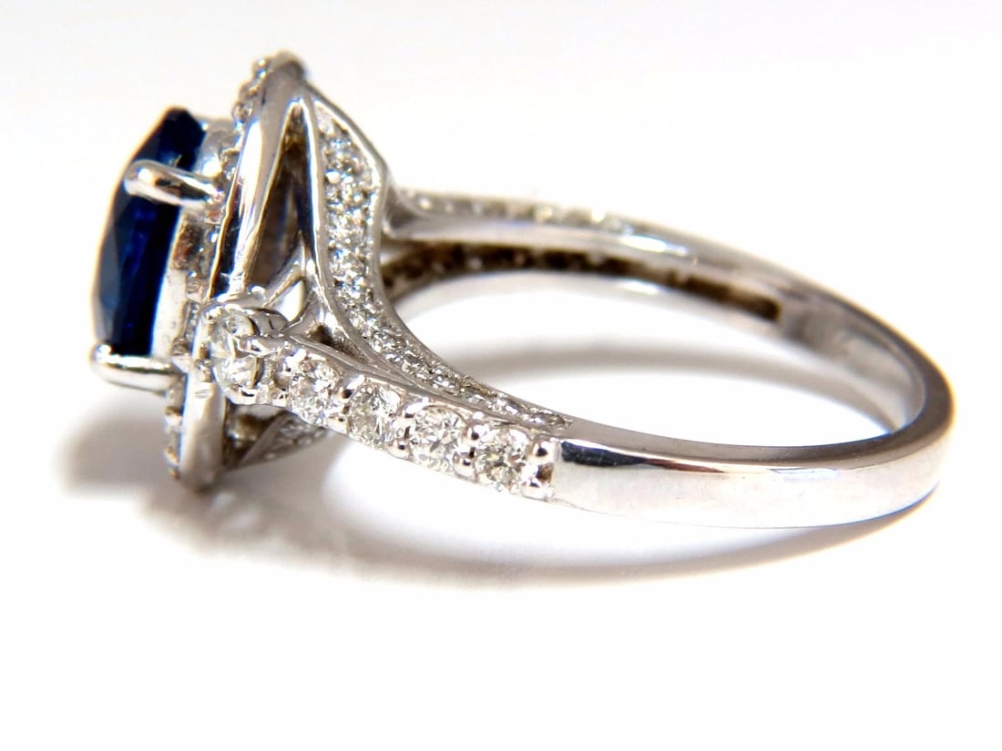 GIA Certified 3.38ct natural royal blue sapphire ring halo cluster *v - 5