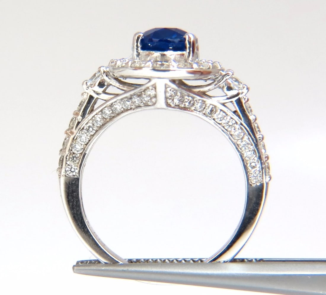 GIA Certified 3.38ct natural royal blue sapphire ring halo cluster *v - 6