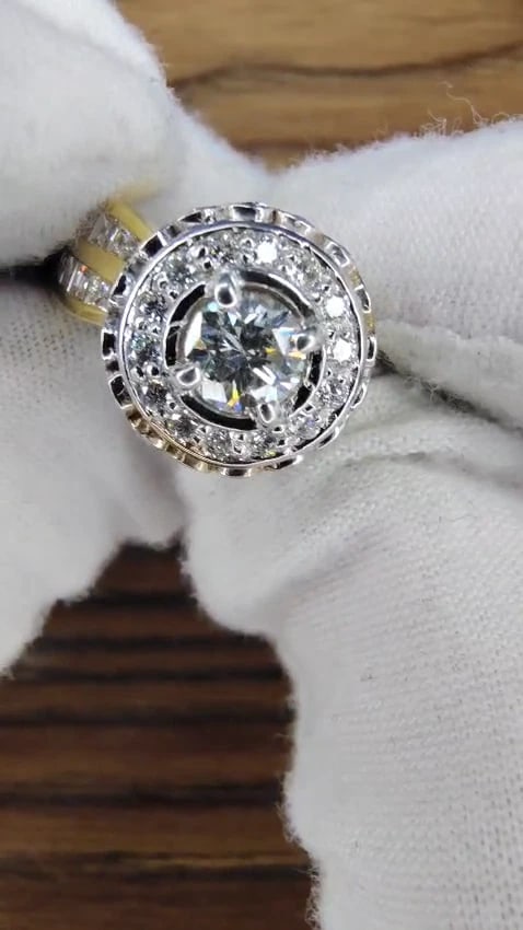 GIA Certified .59ct round cut diamond Raised Crown ring Flush 14Kt gold *v - 3