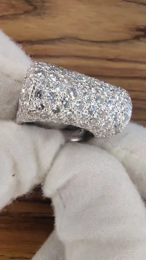 2.54ct Natural Diamonds Fold Over Ring 18kt Gold Fine Deco Bead Set Pave*v - 3