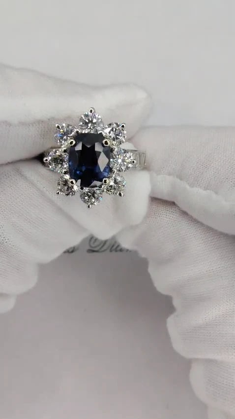 GIA Certified 2.87ct Natural No Heat Sapphire 2.64ct Diamond Ring 14kt *v - 3