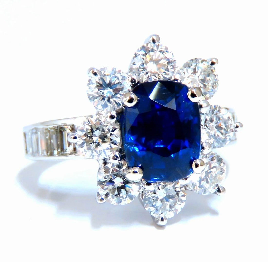 GIA Certified 2.87ct Natural No Heat Sapphire 2.64ct Diamond Ring 14kt *v - 4