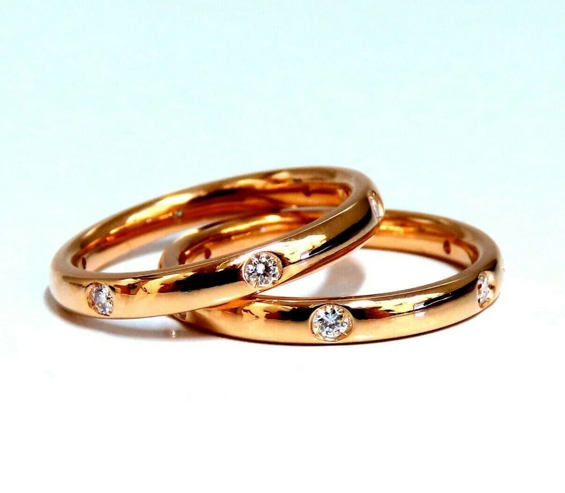 .26ct Round Diamonds Twin Bands Ring 18kt *v: Title: .26ct Round Diamonds Twin Bands Ring 18kt *v Description: .26ct. Natural Diamonds eternity bands Round, Brilliant Cuts G color Vs-2, clarity Tube set diamonds / Flush 5.2 grams Size 5 and may n