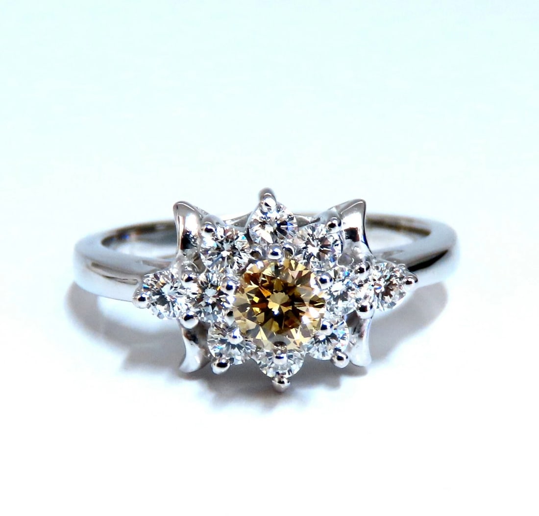 .40ct Natural Fancy Color Yellow Brown Diamond Ring 14kt *v: Title: .40ct Natural Fancy Color Yellow Brown Diamond Ring 14kt *v Description: Halo Raised Solitaire .40ct Natural Fancy Yellow Brown Diamond. Vs-2 clarity. .50ct. Side natural round diamonds: Vs-2 C