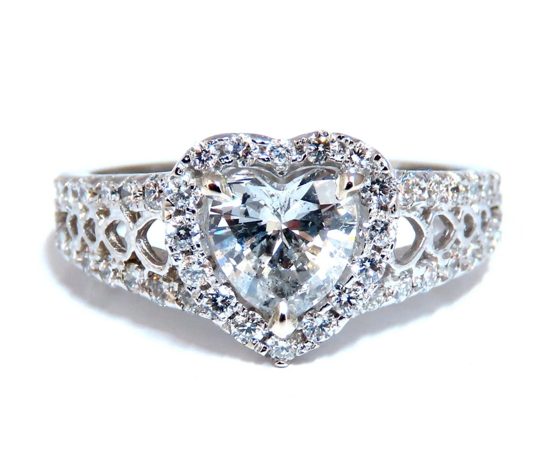 GIA Certified 1.27ct Heart Shape Natural Diamond Cluster Ring 14kt *v: Title: GIA Certified 1.27ct Heart Shape Natural Diamond Cluster Ring 14kt *v Description: GIA Certified Diamond Heart Cut Halo cluster ring. 1.27ct. Natural Heart Shape diamond G color I-1 clarity Ple