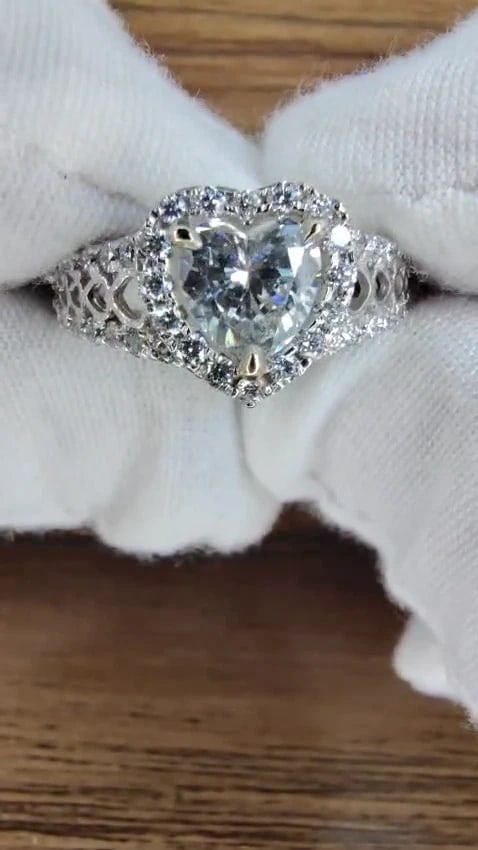 GIA Certified 1.27ct Heart Shape Natural Diamond Cluster Ring 14kt *v - 3