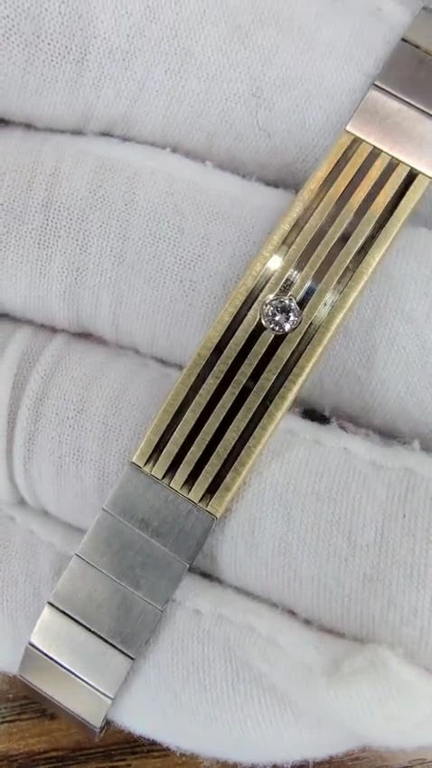 1980's Retro Mod 18kt Stainless Steel Diamond Bracelet *v - 3