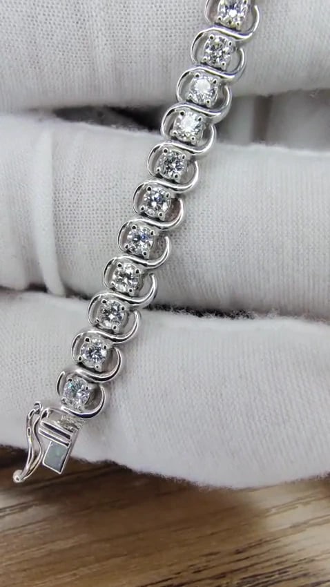 3.80ct Natural Diamonds InterLink Tennis Bracelet 14kt Gold *v - 3