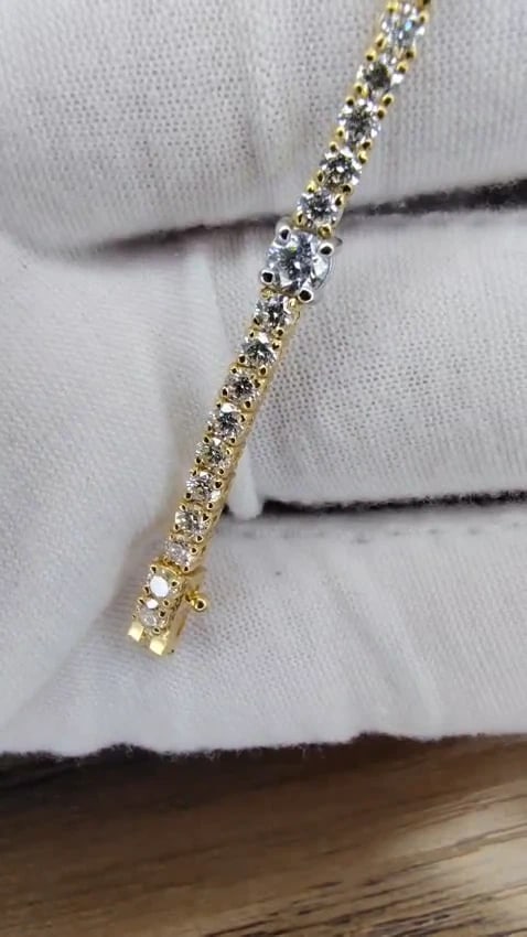 4.51ct Natural Diamonds Tennis Bracelet 14kt Gold Classic Station Alternate *v - 3