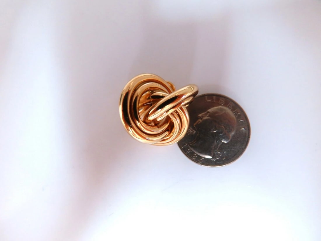 14kt Gold Textured Interlocking Tri Tubular Clip Earrings** - 6
