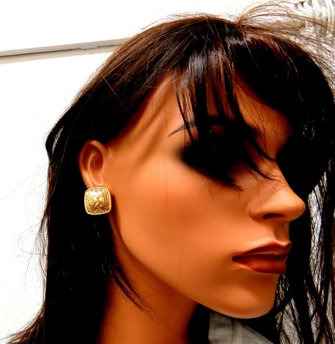 14kt Cross Hatch & Rope Twist Deco Clip Earrings** - 6