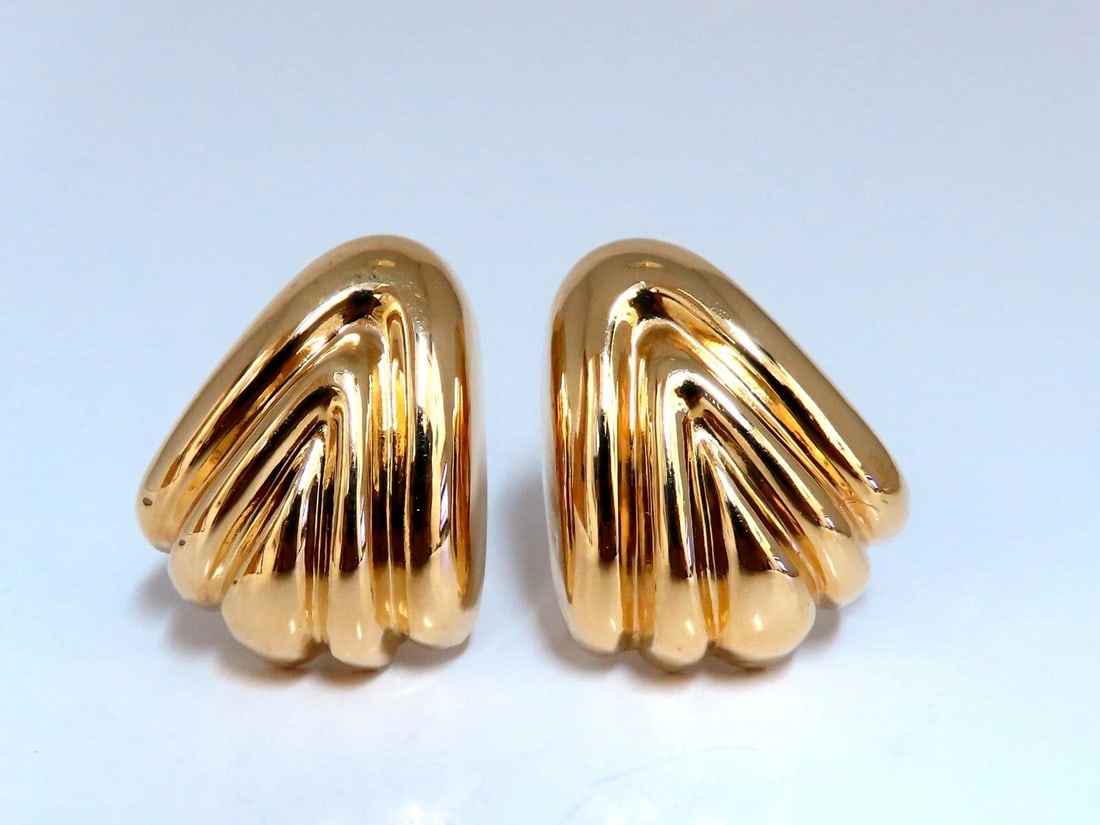 14kt Gold Textured Iconic Clip Earrings & Omega** - 3