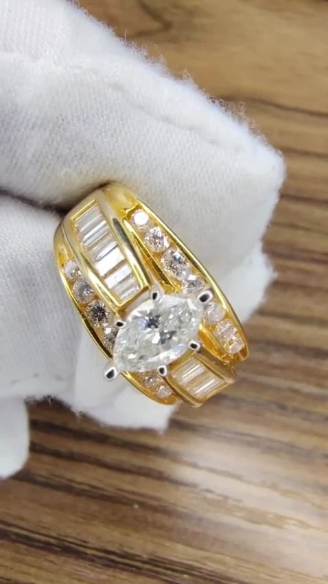 .73ct Natural Marquise Diamond Raised Cathedral Ring 14kt *v - 3