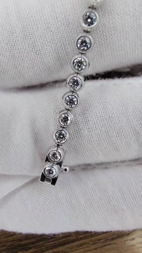 2.40ct Natural Diamonds Tennis Bracelet 14kt Gold Classic Bezel Mount *v - 3