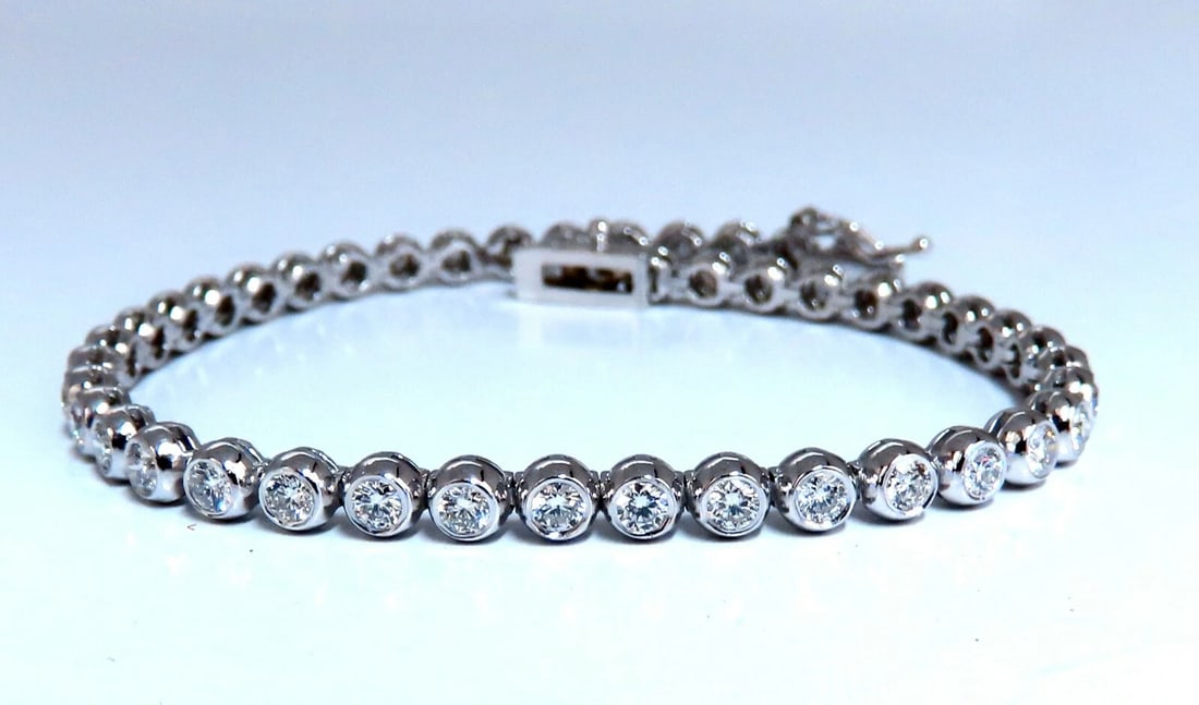 2.40ct Natural Diamonds Tennis Bracelet 14kt Gold Classic Bezel Mount *v - 4