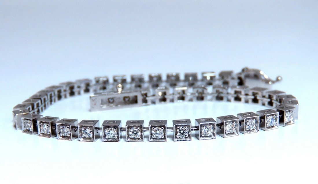 1.40ct Box Bead Set Prime Pave Natural Round Diamonds Bracelet 14kt *v - 4