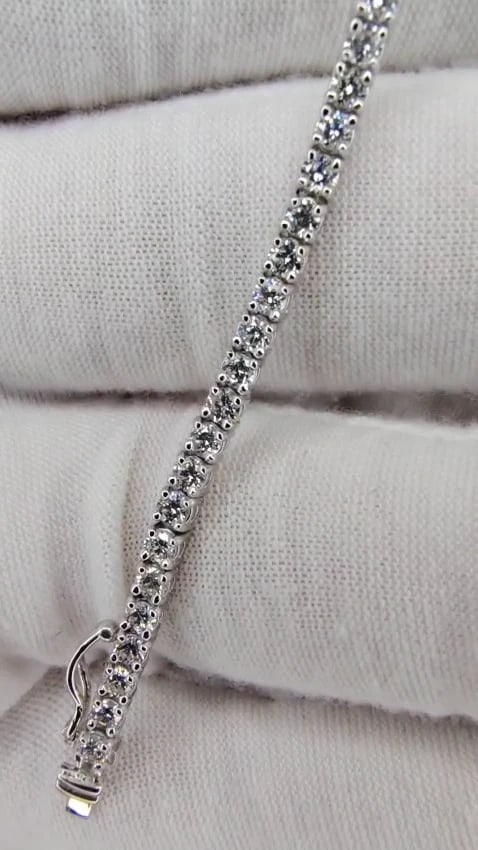 2.87ct Natural Diamonds Tennis Bracelet 14kt Gold Classic Riviera *v - 3