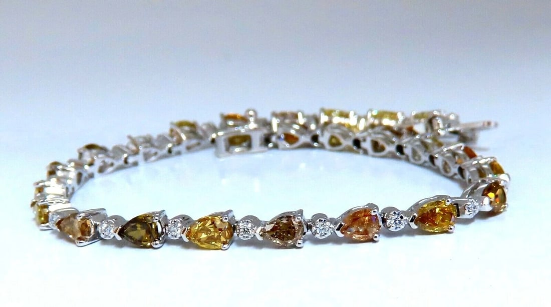 5.02ct Natural Fancy Multicolor Diamond Tennis Bracelet 14kt *v - 2