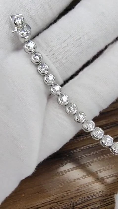 2.34ct Natural Diamonds Tennis Bracelet 14kt Gold Classic Riviera *v - 3