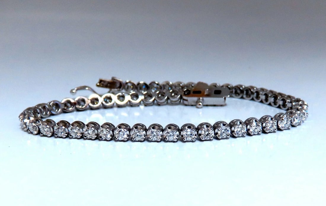 2.34ct Natural Diamonds Tennis Bracelet 14kt Gold Classic Riviera *v - 4