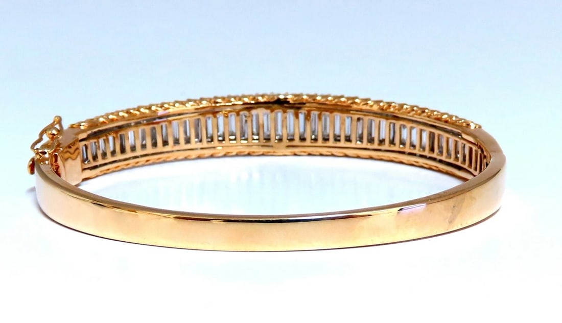 5.23ct Baguette & Rounds Diamond Three Row Bracelet 14kt *v - 5