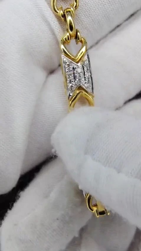 1.10ct Round Diamonds Greek Iconic Linked Bracelet 14kt gold *v - 3