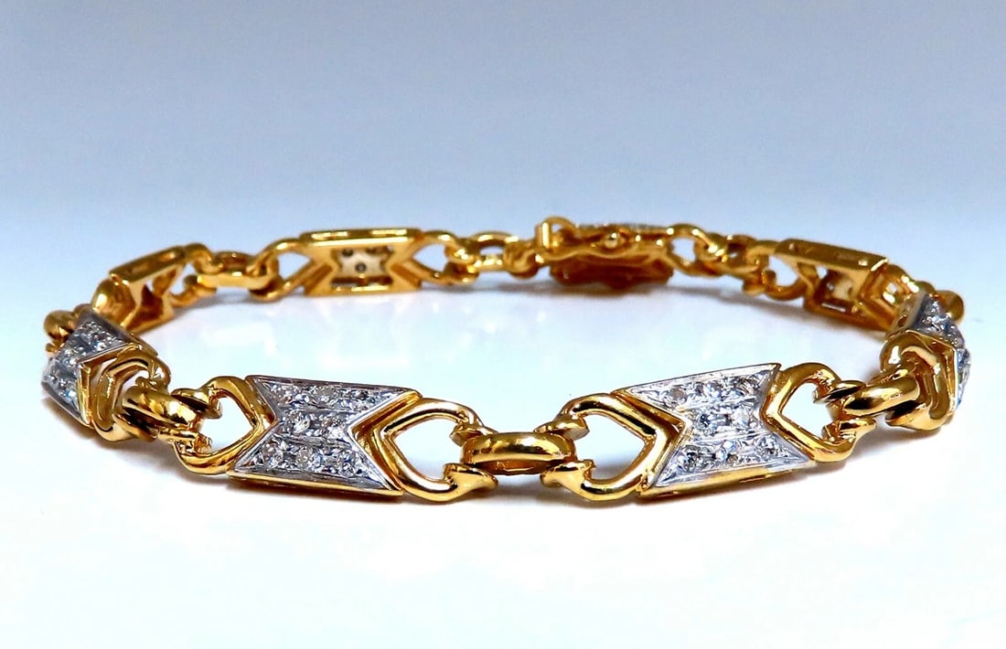 1.10ct Round Diamonds Greek Iconic Linked Bracelet 14kt gold *v - 4