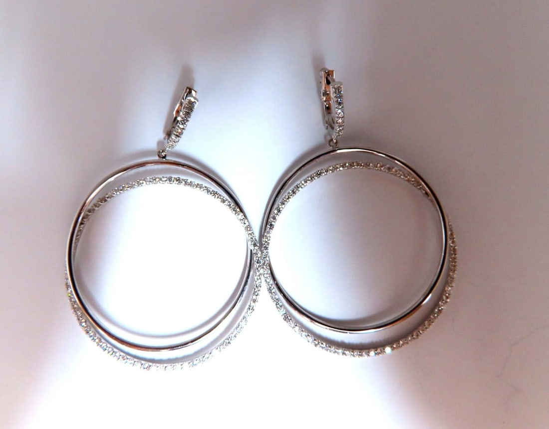 2.06ct natural diamonds loop rings dangle earrings 14kt gold** - 2