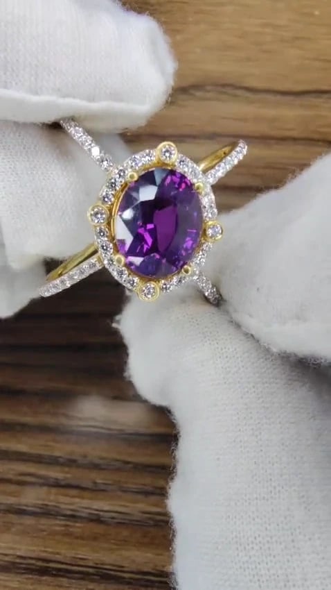 GIA Certified 3.96ct Natural Vivid purple sapphire diamonds ring *v - 3