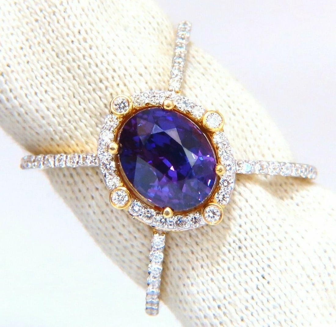 GIA Certified 3.96ct Natural Vivid purple sapphire diamonds ring *v - 4