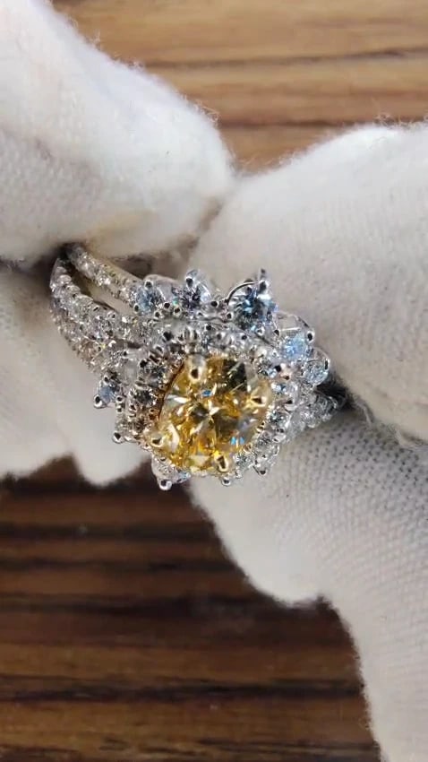 1.81ct Natural Fancy Yellow Diamonds Ring 14kt Insert & Ring *v - 3