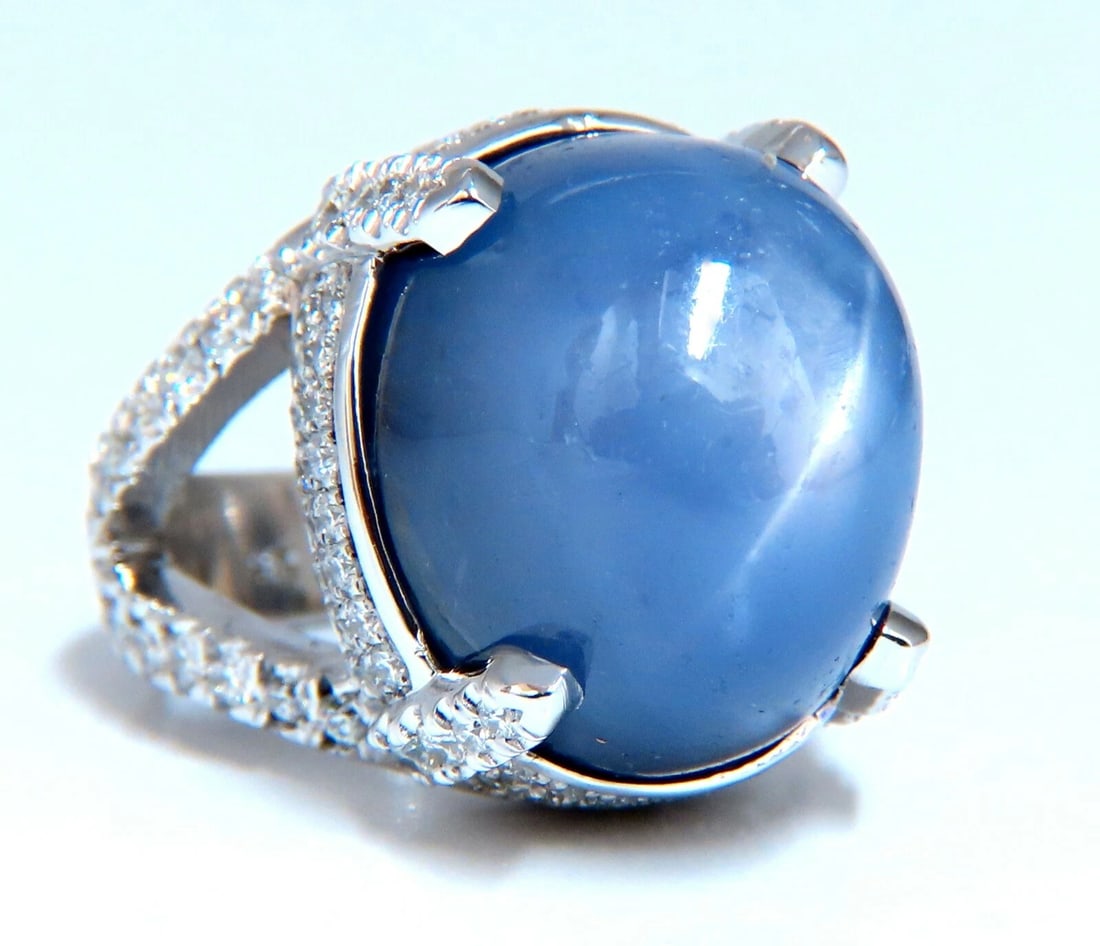 GIA Certified 49.73ct No Heat Color Change Sapphire Diamonds Ring 18kt** - 4