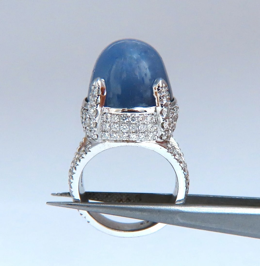 GIA Certified 49.73ct No Heat Color Change Sapphire Diamonds Ring 18kt** - 5