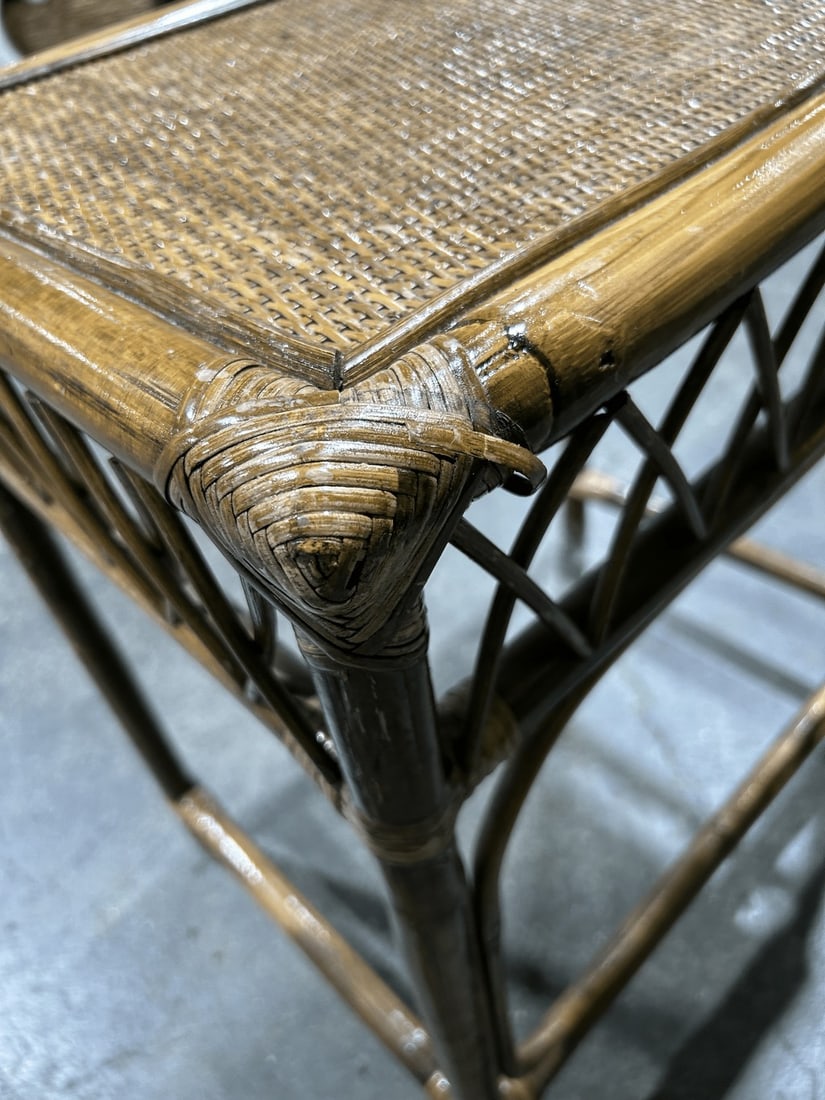 Vintage Rattan and Woven Cane Side Table - 2