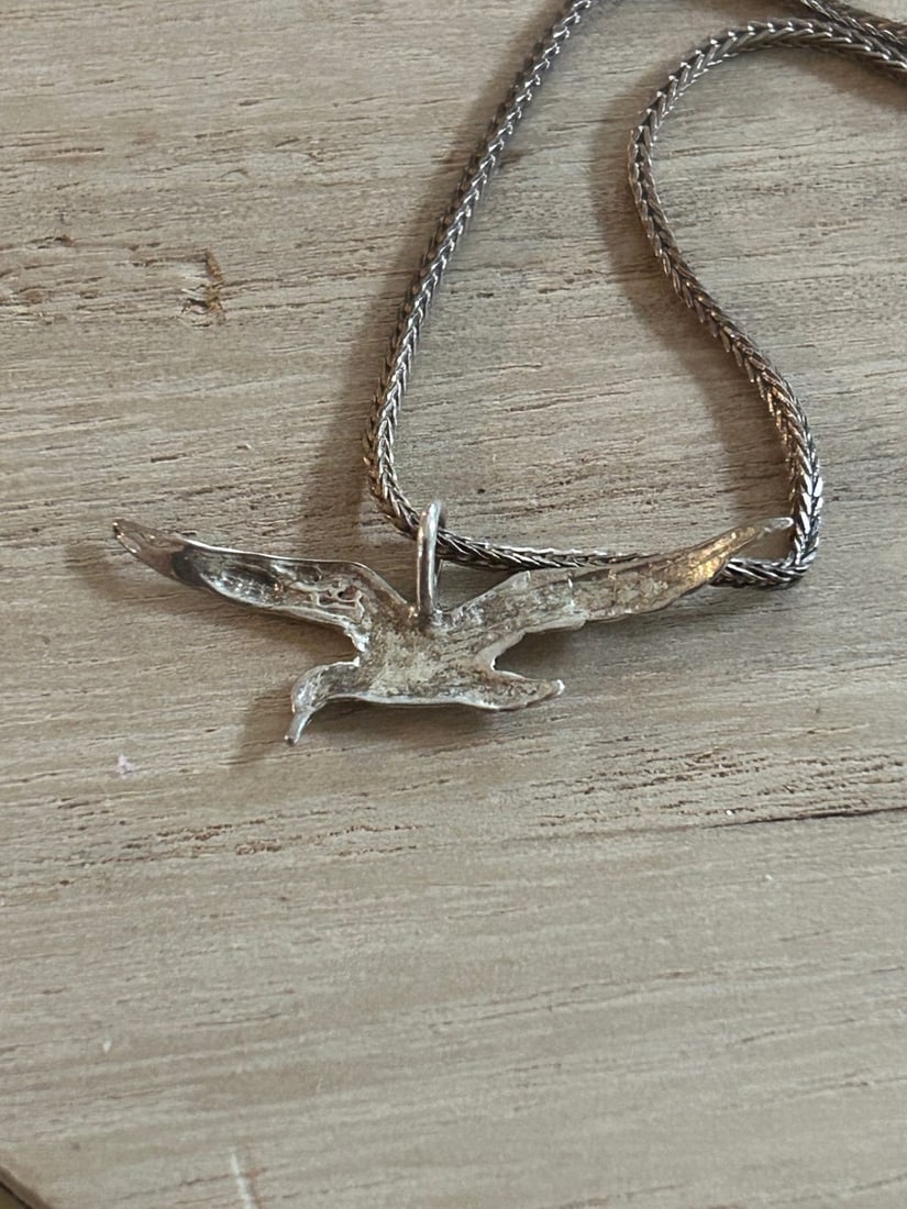 Sterling Silver Soaring Bird Pendant Necklace - 2